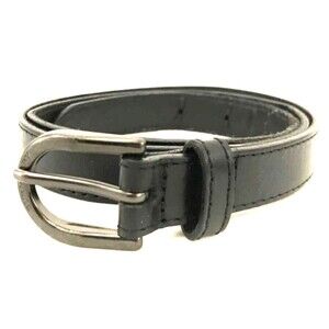 BURBERRY black Leather belt 31 inches 79cm with metal buckle 3/4 in wide 1.9cm